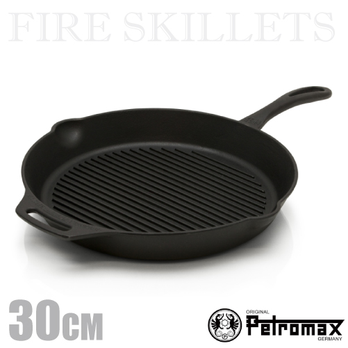 【德國 Petromax】GRILL FIRE SKILLETS 單柄條紋鑄鐵煎鍋 (30CM)/gp30-t✿30E010